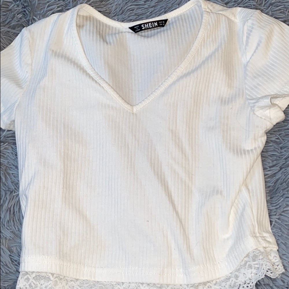 white laced crop top